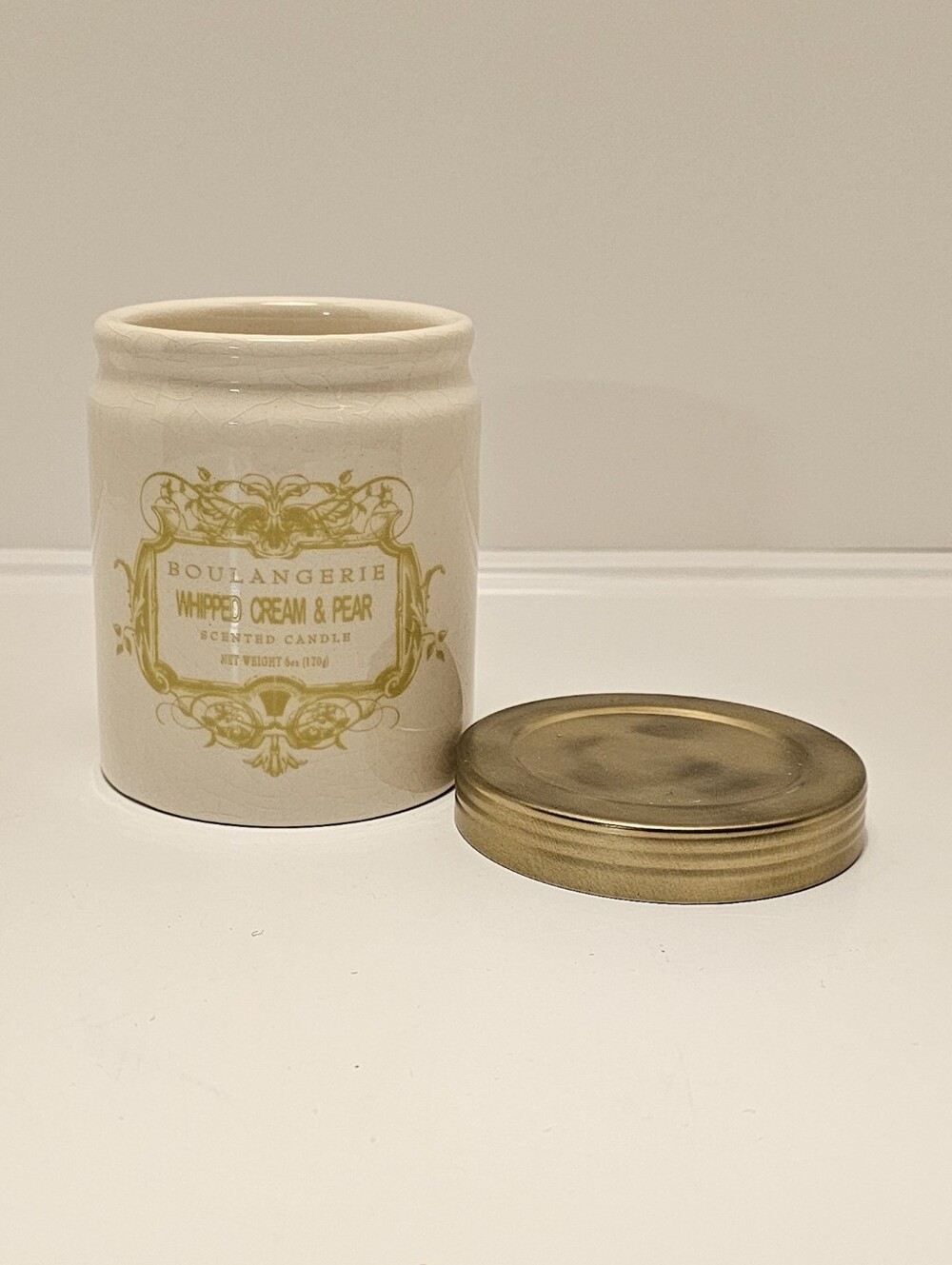 Anthropologie Whipped Cream and Pear Candle Jar --- JAR & LID ONLY